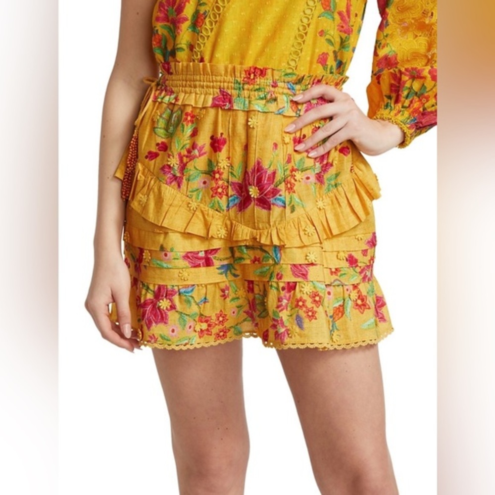 FARM RIO Flower Dream Ruffle Mini Skirt